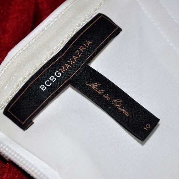 BCBG Maxazria White Strapless Tiered Pleated Cocktail Party Prom Dress - Picture 8 of 8